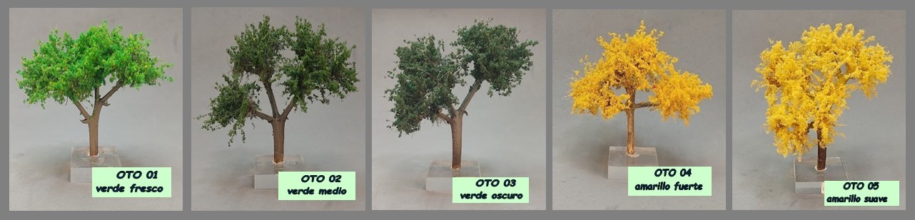 Tonos OTO 01 a OTO 05 — de verde fresco a amarillo suave