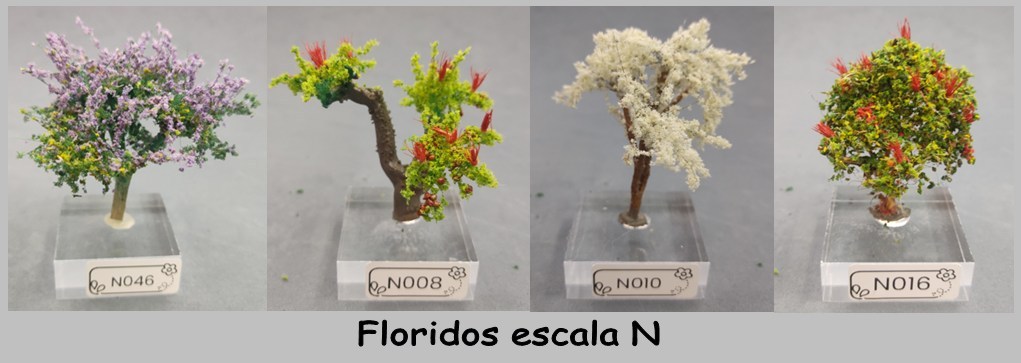 Modelos floridos de Nature Center en escala N: referencias N046, N008, N010 y N016